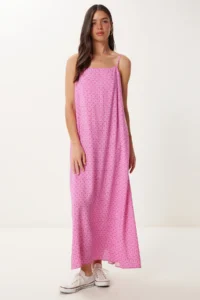Happiness İstanbul Women Pink Sleeveless Summer Viscose Dress - Image 2