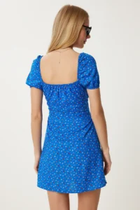 Happiness İstanbul Women's Dark Blue Cut Out Detailed Mini Viscose Dress - Image 5