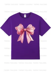 twins tailors Ribbon and Bow Printed 3 Pack Baby Blue-White-Purple Girls' T-Shirt - Image 4