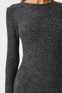 Happiness İstanbul Women's Anthracite Bodycon Midi Knitted Dress - Image 4