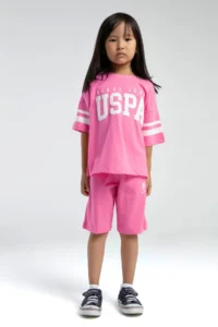 US Polo Assn. Premium Girls' Fuchsia Bermuda Set