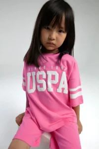 US Polo Assn. Premium Girls' Fuchsia Bermuda Set - Image 2