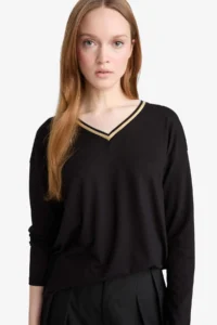 DeFacto Regular Fit V-neck Long Sleeve T-Shirt - Image 4