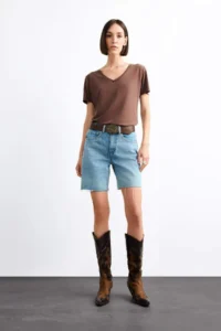 DeFacto V-neck Modal Short Sleeve T-Shirt - Image 2