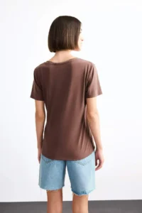 DeFacto V-neck Modal Short Sleeve T-Shirt - Image 7