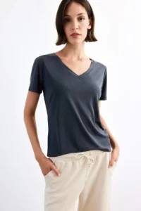 DeFacto V-neck Modal Short Sleeve T-Shirt