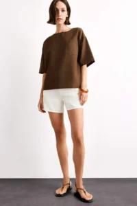 DeFacto Relax Fit Crew Neck Woven Short Sleeve Blouse - Image 2