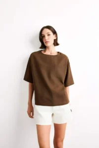 DeFacto Relax Fit Crew Neck Woven Short Sleeve Blouse - Image 3