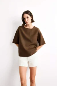 DeFacto Relax Fit Crew Neck Woven Short Sleeve Blouse - Image 4