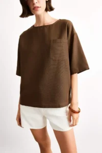 DeFacto Relax Fit Crew Neck Woven Short Sleeve Blouse - Image 5