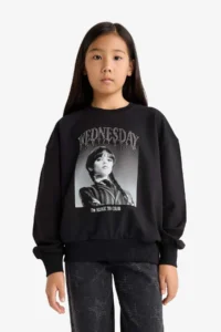 DeFacto Wednesday Oversize Wide Fit Crew Neck Sweatshirt Girl - Image 3