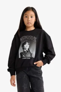 DeFacto Wednesday Oversize Wide Fit Crew Neck Sweatshirt Girl - Image 4