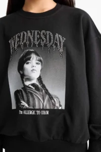 DeFacto Wednesday Oversize Wide Fit Crew Neck Sweatshirt Girl - Image 5