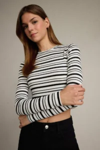 DeFacto Crew Neck Striped Long Sleeve T-Shirt