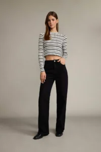 DeFacto Crew Neck Striped Long Sleeve T-Shirt - Image 2