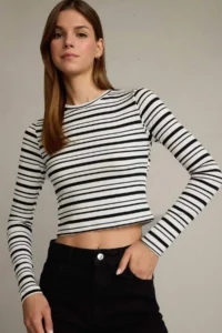 DeFacto Crew Neck Striped Long Sleeve T-Shirt - Image 3