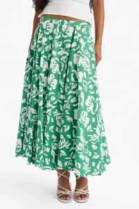 DeFacto A-Line Floral Patterned Normal Waist Linen Look Maxi Skirt - Image 4
