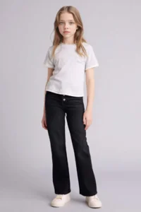DeFacto slim Fit Rib T-Shirt Girls' - Image 2