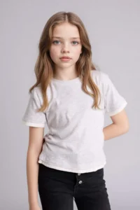 DeFacto slim Fit Rib T-Shirt Girls' - Image 3