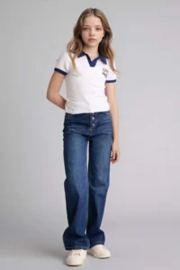 DeFacto Slim Fit Polo Neck Printed T-Shirt Girl - Image 2