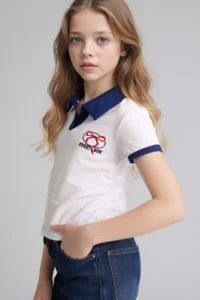 DeFacto Slim Fit Polo Neck Printed T-Shirt Girl - Image 3