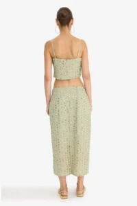 DeFacto Pencil Normal Waist Lined Stone Embroidered Voile Midi Skirt - Image 7