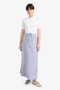 DeFacto Relax Fit Elastic Waist Crinkle Fabric Ankle Midi Skirt - Image 2