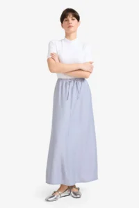 DeFacto Relax Fit Elastic Waist Crinkle Fabric Ankle Midi Skirt - Image 3