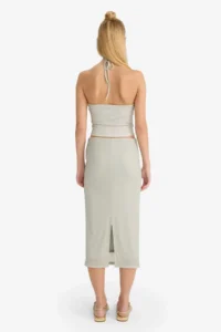 DeFacto Normal Waist Floral Patterned Tulle Midi Pencil Skirt - Image 5