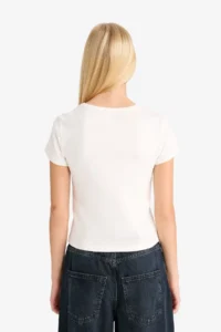 DeFacto Fitted Printed Ribbed Short Sleeve T-Shirt - Image 5