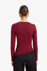 DeFacto Slim Fit Boat Neck Ribbed Long Sleeve T-Shirt - Image 6