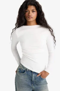 DeFacto Slim Fit Boat Neck Ribbed Long Sleeve T-Shirt - Image 4