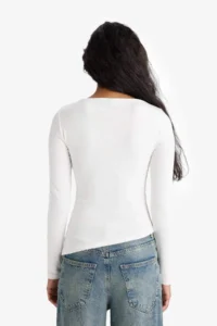 DeFacto Slim Fit Boat Neck Ribbed Long Sleeve T-Shirt - Image 6