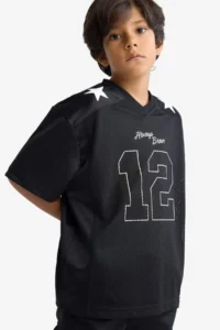 DeFacto Oversize Wide Fit V-Neck Printed Tulle Short Sleeve T-Shirt for Boys - Image 4