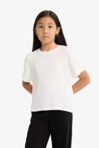 DeFacto Oversize Wide Fit Crew Neck Short Sleeve T-Shirt Girls