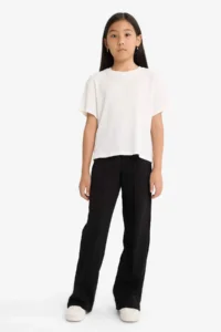 DeFacto Oversize Wide Fit Crew Neck Short Sleeve T-Shirt Girls - Image 2