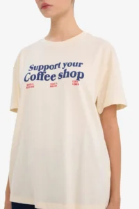 DeFacto 100% Cotton Overshirt Fit Back Printed T-Shirt - Image 4