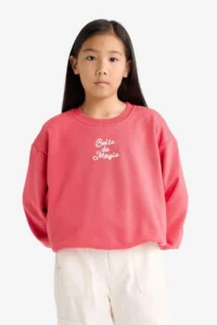 DeFacto Oversize Wide Fit Crew Neck Printed Sweatshirt Girl - Image 6