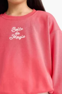 DeFacto Oversize Wide Fit Crew Neck Printed Sweatshirt Girl - Image 7