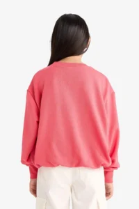 DeFacto Oversize Wide Fit Crew Neck Printed Sweatshirt Girl - Image 8