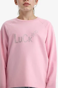 DeFacto Oversize Wide Fit Crew Neck Stoned Sweatshirt Girl Child - Image 3