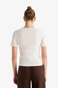 DeFacto 100% Cotton Slim Fit V-Neck Ribbed Camisole T-Shirt - Image 6