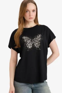 DeFacto Women T-shirt G2882AX/BK81 BLACK