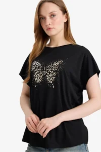 DeFacto Women T-shirt G2882AX/BK81 BLACK - Image 3