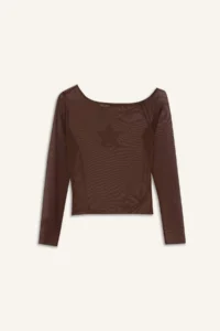 DeFacto Fitted Crew Neck One Shoulder Tulle Long Sleeve T-Shirt - Image 6