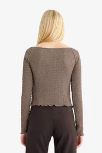 DeFacto Flare Fit Wrap Front Tie Long Sleeve Blouse - Image 4