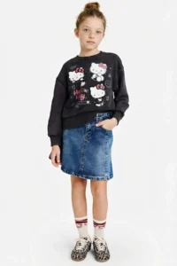 DeFacto Hello Kitty Overshirt Fit Crew Neck Sweatshirt Girls - Image 2