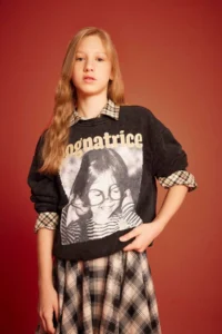DeFacto Oversize Wide Fit Crew Neck Printed Sweatshirt Girl