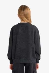 DeFacto Oversize Wide Fit Crew Neck Printed Sweatshirt Girl - Image 4