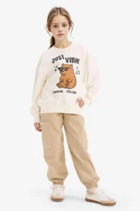 DeFacto Girl Child Relax Fit Crew Neck Printed Sweatshirt - Image 2